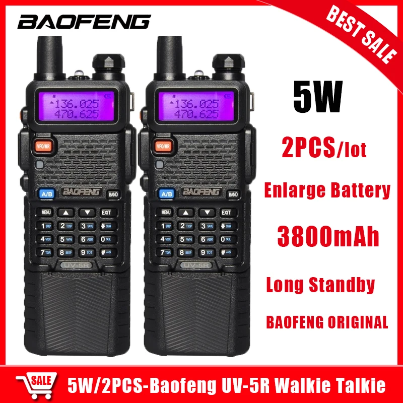 2Pcs BaoFeng UV-5R Walkie Talkie UHF/VHF Long Range Two Way Radio 3800mAh Battery Ham Radio HF Transceiver CB Radio UV-5R
2Pcs BaoFeng UV-5R Walkie Talkie UHF/VHF Long Range Two Way Radio 3800mAh Battery Ham Radio HF Transceiver CB Radio UV-5R