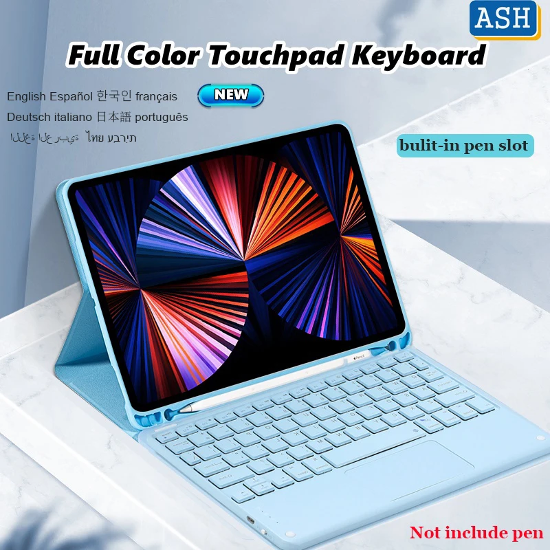

ASH Touchpad Bluetooth Keyboard Case For Samsung Galaxy Tab S7 FE T730 T733 T736 Leather Cover for Samsung Tab S7 Plus 12.4