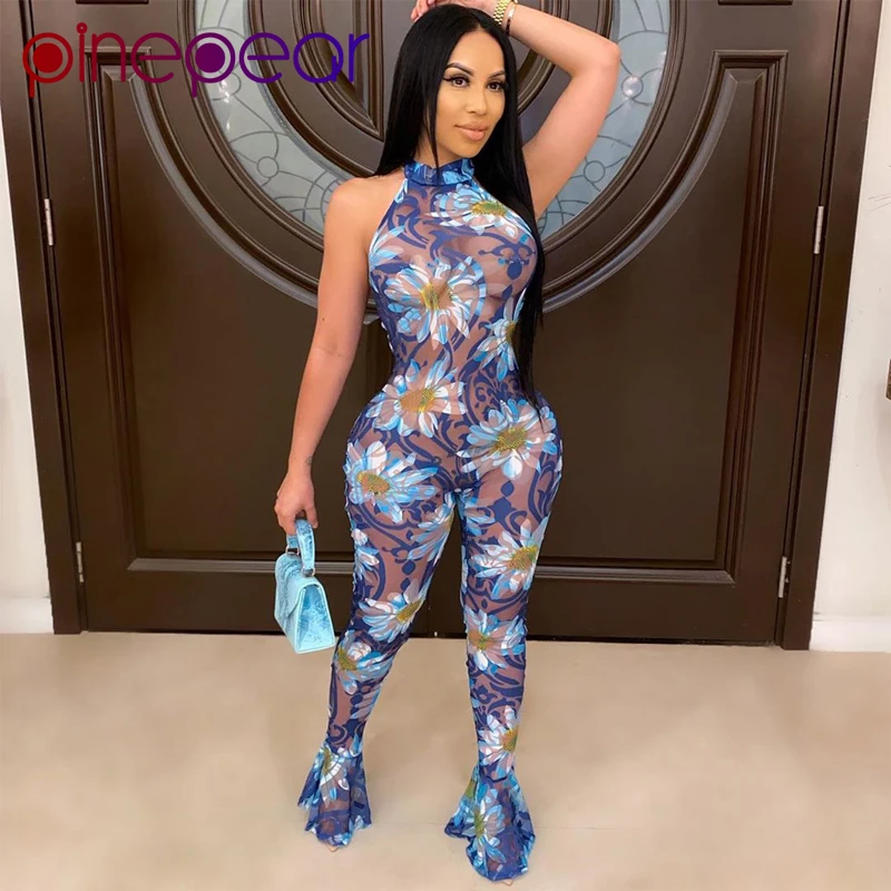 PinePear Floral Print Mesh Boot Cut Rompers Womens Jumpsuit Sleeveless Backless Halter Night Party Sexy Club Outfits Wholesale
PinePear Floral Print Mesh Boot Cut Rompers Womens Jumpsuit Sleeveless Backless Halter Night Party Sexy Club Outfits Wholesale