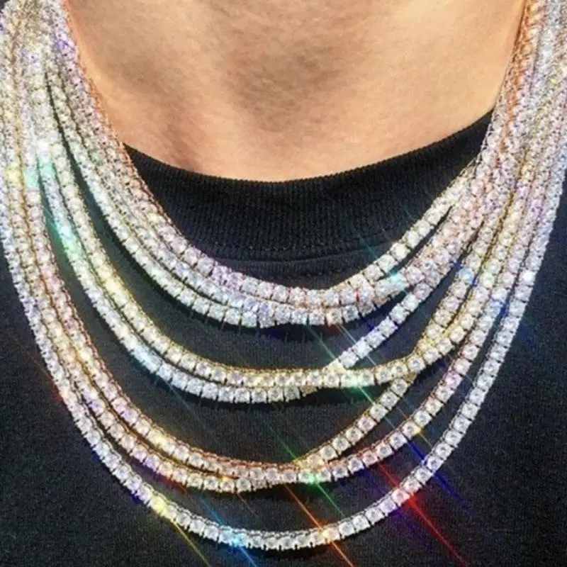 Модное ожерелье Стразы в 1 ряд для мужчин стиле хип хоп рэп певицы цепочка льда и