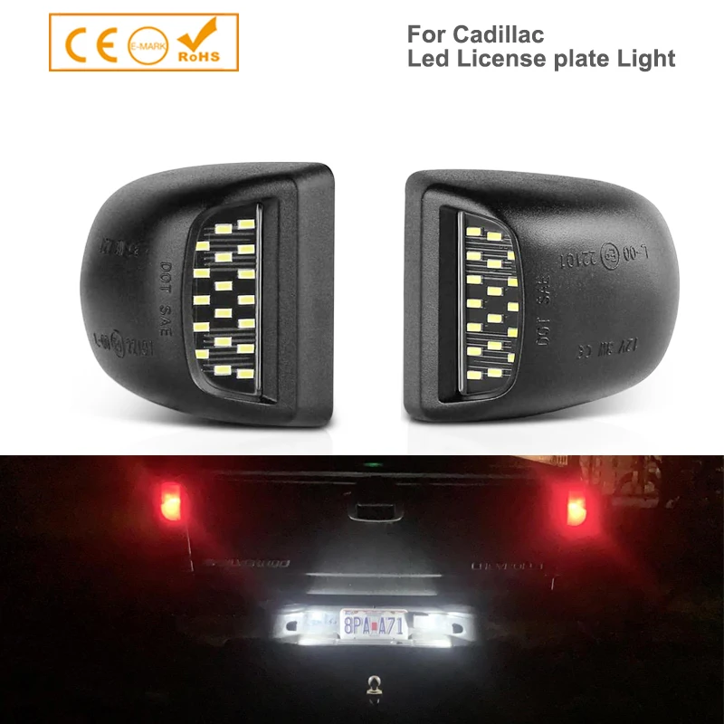 

2pcs LED License Plate Light Lamp Assembly Replacement For Cadillac Escalade Chevy Silverado 1500 2500 3500 Suburban Tahoe GMC