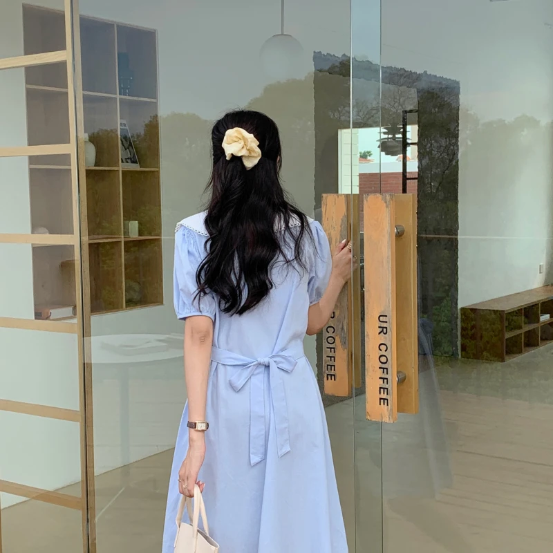 Woman Dress Doll Collar Short-sleeved Dress Female Summer New Style Skirt Korean Version of The High-waisted Thin A-line Skirt
Woman Dress Doll Collar Short-sleeved Dress Female Summer New Style Skirt Korean Version of The High-waisted Thin A-line Skirt