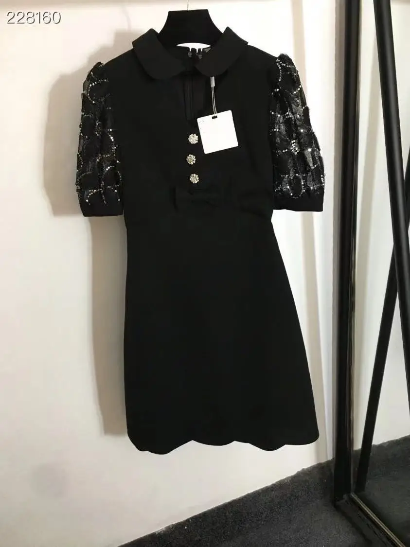 2021 Autumn Fashion Runway Elegant Party Dress Women Short Sleeves Bow Diamonds Buttons Mesh Sequins A Line Mini Dress
2021 Autumn Fashion Runway Elegant Party Dress Women Short Sleeves Bow Diamonds Buttons Mesh Sequins A Line Mini Dress