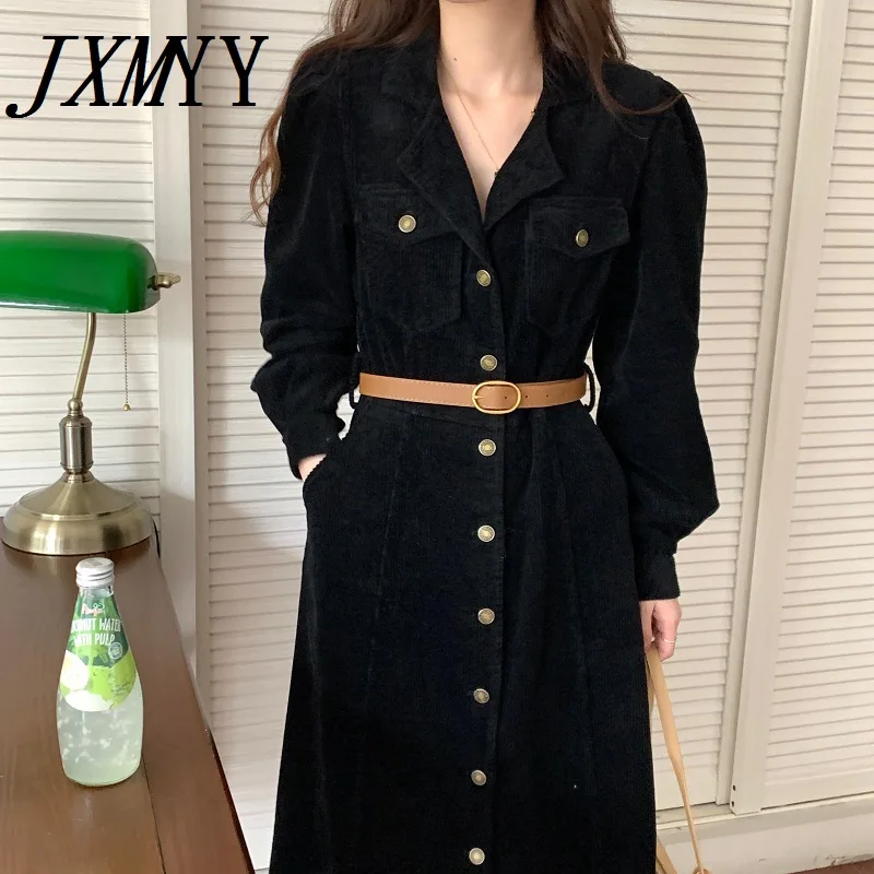JXMYY Autumn And Winter Fashion French Temperament Lapel Pocket Single-Breasted Corduroy Thickened Warmth Waist Slimming Dress
JXMYY Autumn And Winter Fashion French Temperament Lapel Pocket Single-Breasted Corduroy Thickened Warmth Waist Slimming Dress