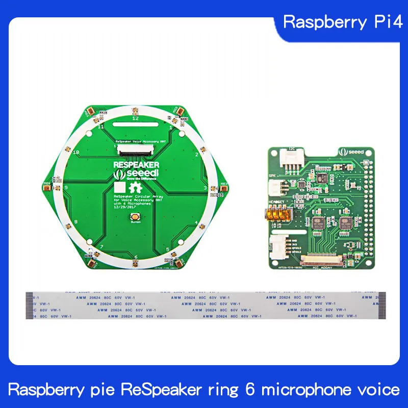 Raspberry Pi4 Малина кольцо для выравнивания пирога 6 микрофонов распознавание речи