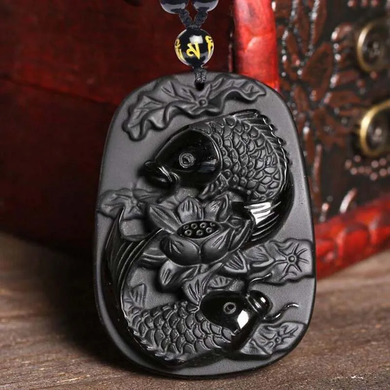 KYSZDL Natural obsidian carving Pisces pendant Men&Women Obsidian necklace pendant jewelry gifts Free round bead necklace rope
KYSZDL Natural obsidian carving Pisces pendant Men&Women Obsidian necklace pendant jewelry gifts Free round bead necklace rope