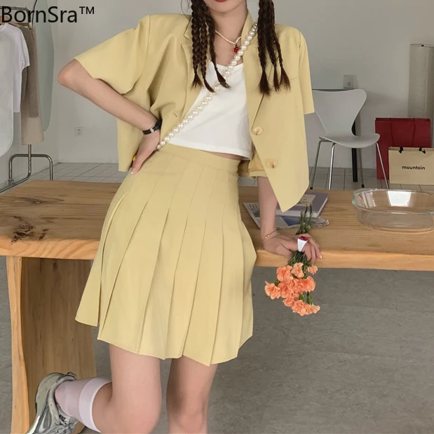 Bornsra 2021 Summer Woman Single Breasted 2 Piece Set Women Skirt and Top Yellow Blazer Casual Office Women Wear Female
Bornsra 2021 Summer Woman Single Breasted 2 Piece Set Women Skirt and Top Yellow Blazer Casual Office Women Wear Female