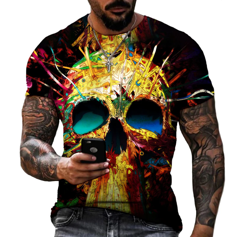 Fashion Horror Skull 3D Printing Men's T-shirt Round Neck Casual Breathable Super Comfortable Quality Short Sleeves
Fashion Horror Skull 3D Printing Men's T-shirt Round Neck Casual Breathable Super Comfortable Quality Short Sleeves