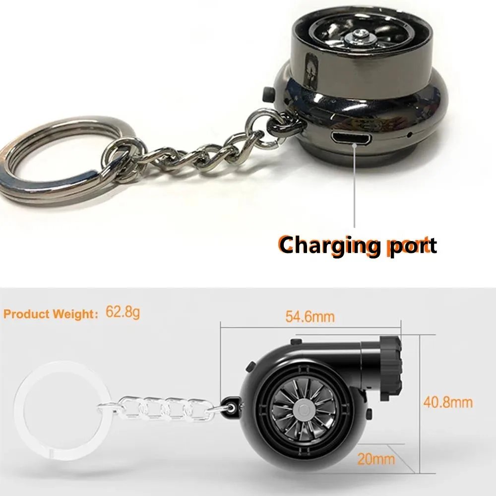 

Turbine Lighter Cigarette Lighter USB Charging with Keychain Metal Car Keychain Pendant Car Modified Newest Creative Gift Box