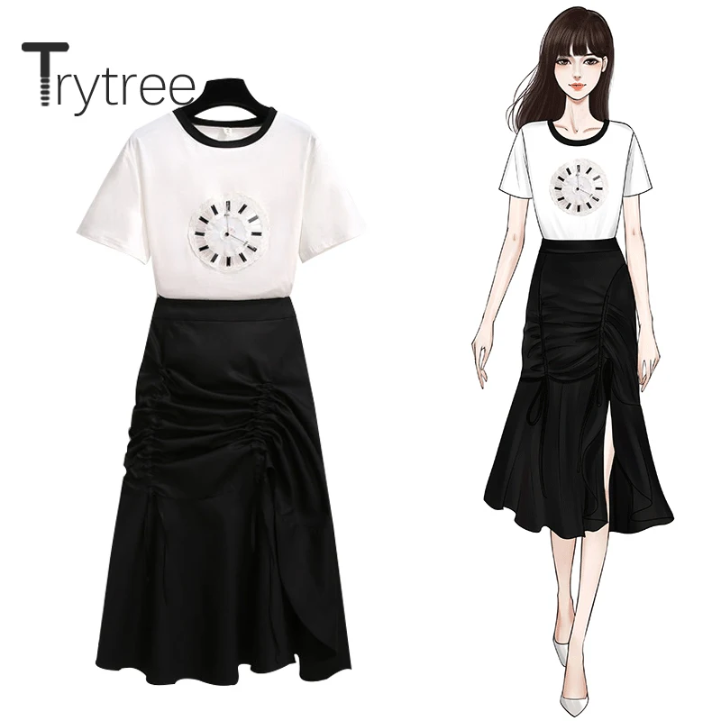 Trytree 2020 Summer Women two piece set Casual O-neck T-shirt Tops + Skirt Solid Irregular Split hem Fashion Set 2 piece set
Trytree 2020 Summer Women two piece set Casual O-neck T-shirt Tops + Skirt Solid Irregular Split hem Fashion Set 2 piece set