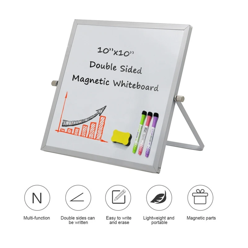 Small Magnetic White Board for Desk 10"X10" Double-Sided Desktop Tabletop Dr y Era se Board with Stand for Students Kids M5TB
Small Magnetic White Board for Desk 10"X10" Double-Sided Desktop Tabletop Dr y Era se Board with Stand for Students Kids M5TB