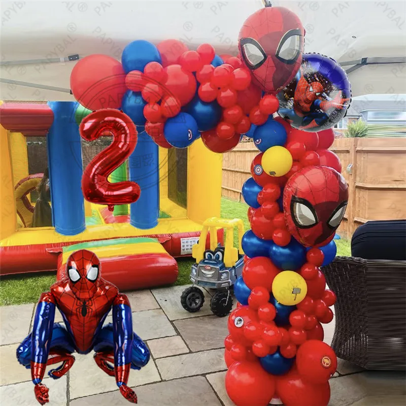 

98pc Marvel Spiderman Hero Balloons Garland Arch Kit 32inch Red Number foil Balloon For Baby Shower Kids Birthday Party Decors