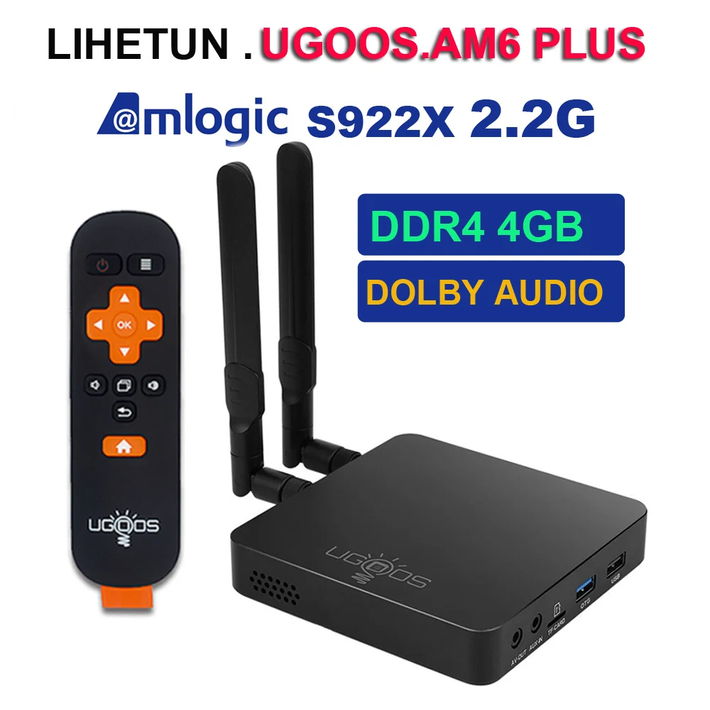 UGOOS AM6 PLUS Android 9 0 ТВ Box Amlogic S922X 2 ГГц 4 Гб DDR4 32GB 4G 5G Wi Fi 1000 м Bluetooth 4K Dolby аудио Декодер