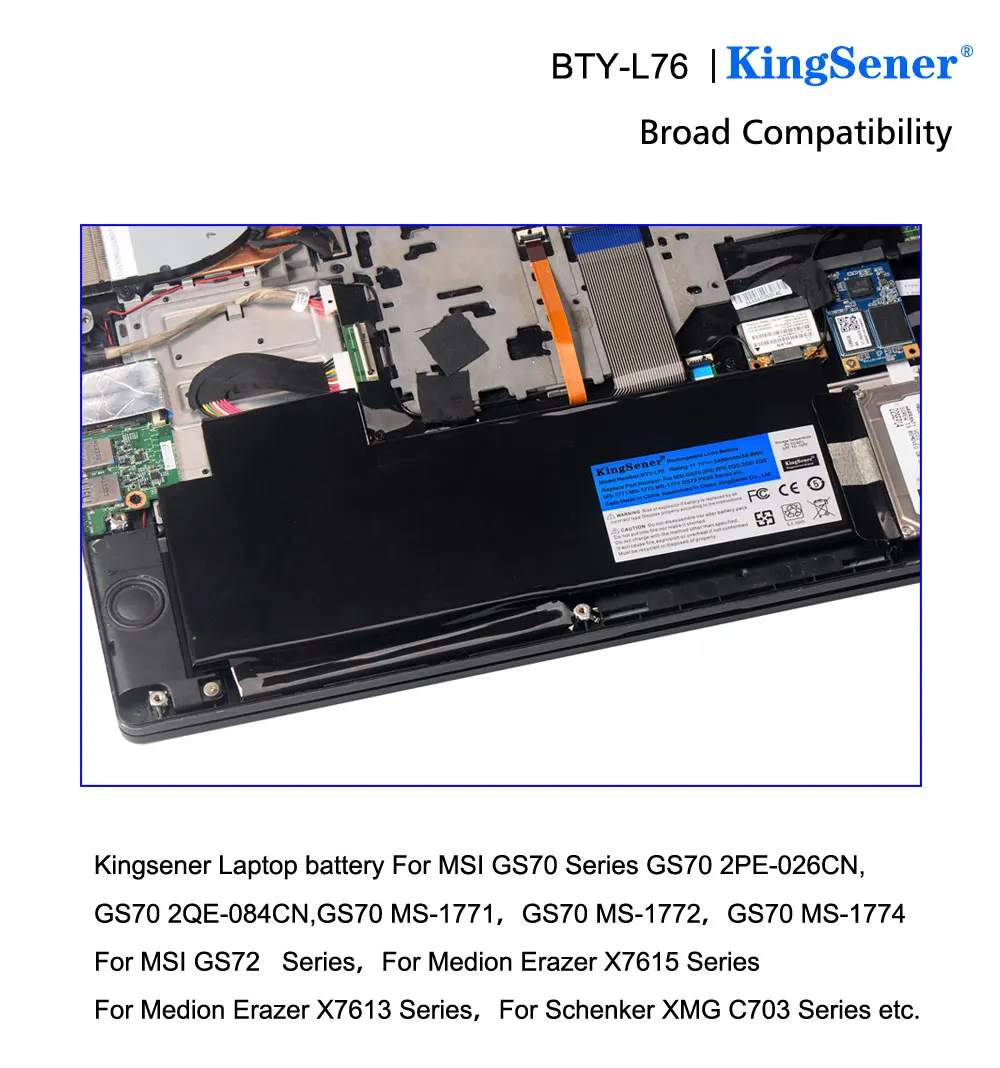 Аккумулятор KingSener для ноутбука MSI GS70 BTY L76 MS 1771 1772 2QC 019XCN ДЛЯ Medion Erazer X7615 X7613 5400