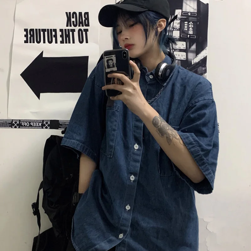 Aolamegs Denim Shirts Men Vintage Solid Fashion Men's Shirts Summer High Street Hip Hop Streetwear Unisex Tops Shirts All-match
Aolamegs Denim Shirts Men Vintage Solid Fashion Men's Shirts Summer High Street Hip Hop Streetwear Unisex Tops Shirts All-match