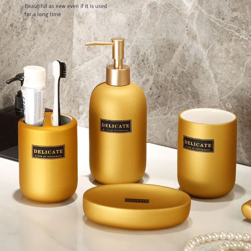 Five-Piece Set Ceramics Bathroom Supplies Wash Set Toothbrush Cup Hand Sanitizer Bottling Soap Dish Home Bathroom Accessories
Five-Piece Set Ceramics Bathroom Supplies Wash Set Toothbrush Cup Hand Sanitizer Bottling Soap Dish Home Bathroom Accessories
