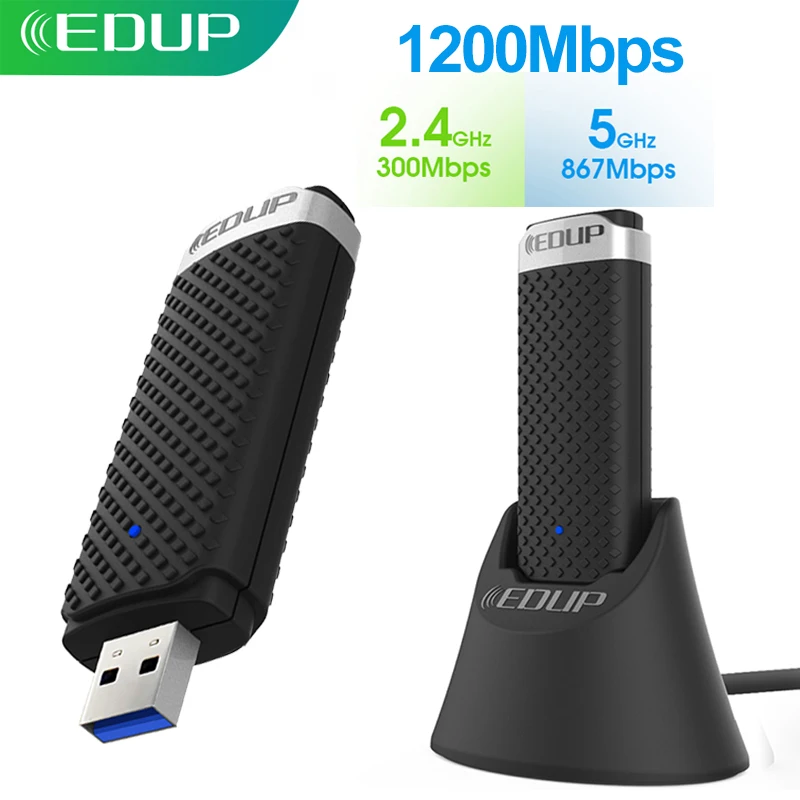 Фото USB Wi-Fi адаптер EDUP 5 ГГц 1200 Мбит/с 802.11ac WiFi приемник с расширенным кабелем