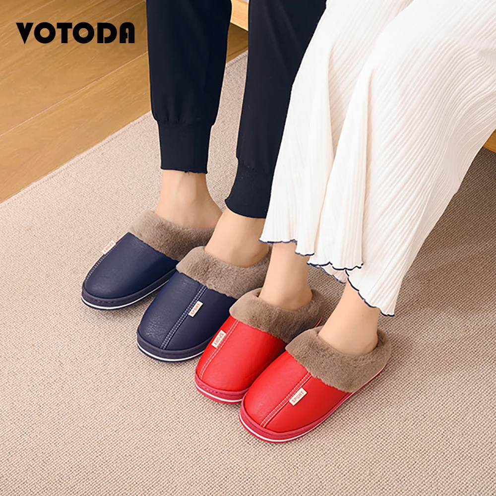 Winter Lovers Home Slippers Couple PU Leather Lint Slippers Non-Slip Waterproof Comfortable Warm Male and Female Cotton Shoes
Winter Lovers Home Slippers Couple PU Leather Lint Slippers Non-Slip Waterproof Comfortable Warm Male and Female Cotton Shoes