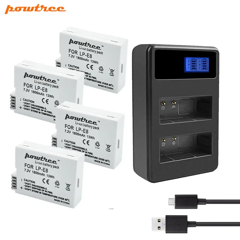 powtree 1800mAh LP-E8 LPE8 LP E8 Battery Batterie AKKU + LCD Charger for Canon EOS 550D 600D 650D 700D X4 X5 X6i X7i T2i T3i
powtree 1800mAh LP-E8 LPE8 LP E8 Battery Batterie AKKU + LCD Charger for Canon EOS 550D 600D 650D 700D X4 X5 X6i X7i T2i T3i