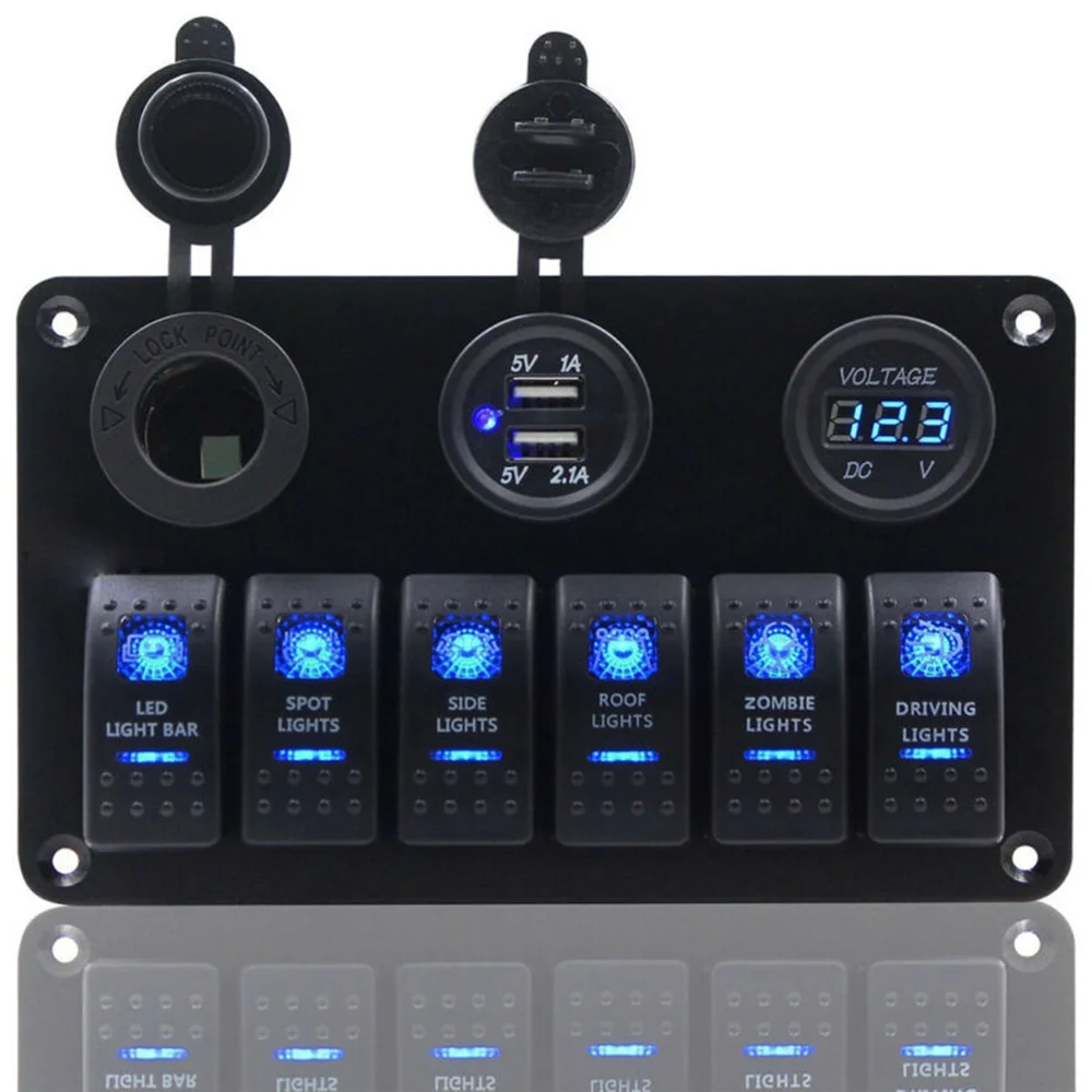 Для автомобиля SUV Marine рычажный переключатель RV ВКЛ-ВЫКЛ панель 2USB для кемпера Предварительно проводной
Для автомобиля SUV Marine рычажный переключатель RV ВКЛ-ВЫКЛ панель 2USB для кемпера Предварительно проводной