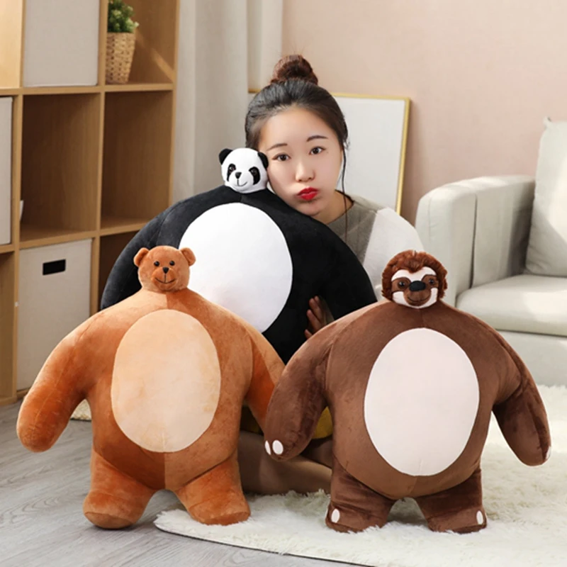 

Tiny Head Teddy Bear Pillow Stuffed Small Head Big Muscle Body Sloth Panda Boyfriend Hug Pillow Chair Cushion Cute Birthday Gift