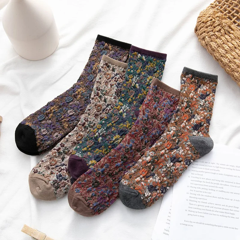 5 Pairs Pack Women Socks Cotton Harajuku National Wind Flowers Winter Ladies Floral Warm Cute Vintage Tide Short Socks Meias Set
5 Pairs Pack Women Socks Cotton Harajuku National Wind Flowers Winter Ladies Floral Warm Cute Vintage Tide Short Socks Meias Set