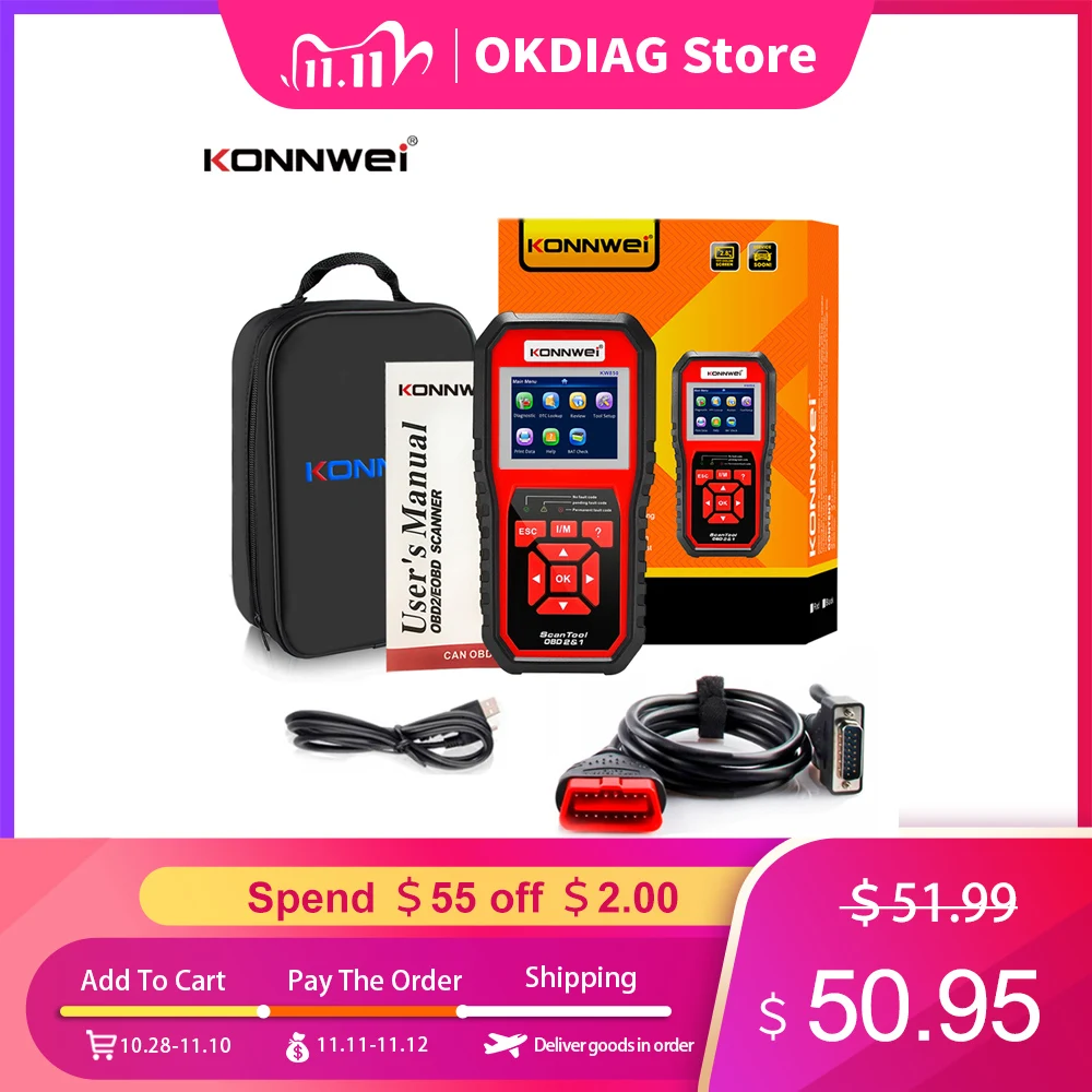 KONNWEI KW850 OBD 2 Car Scanner OBD2 Scanner OBD2 Car Diagnostic Scanner Tools Check Engine Automotive Car Scanner Code Reader
KONNWEI KW850 OBD 2 Car Scanner OBD2 Scanner OBD2 Car Diagnostic Scanner Tools Check Engine Automotive Car Scanner Code Reader