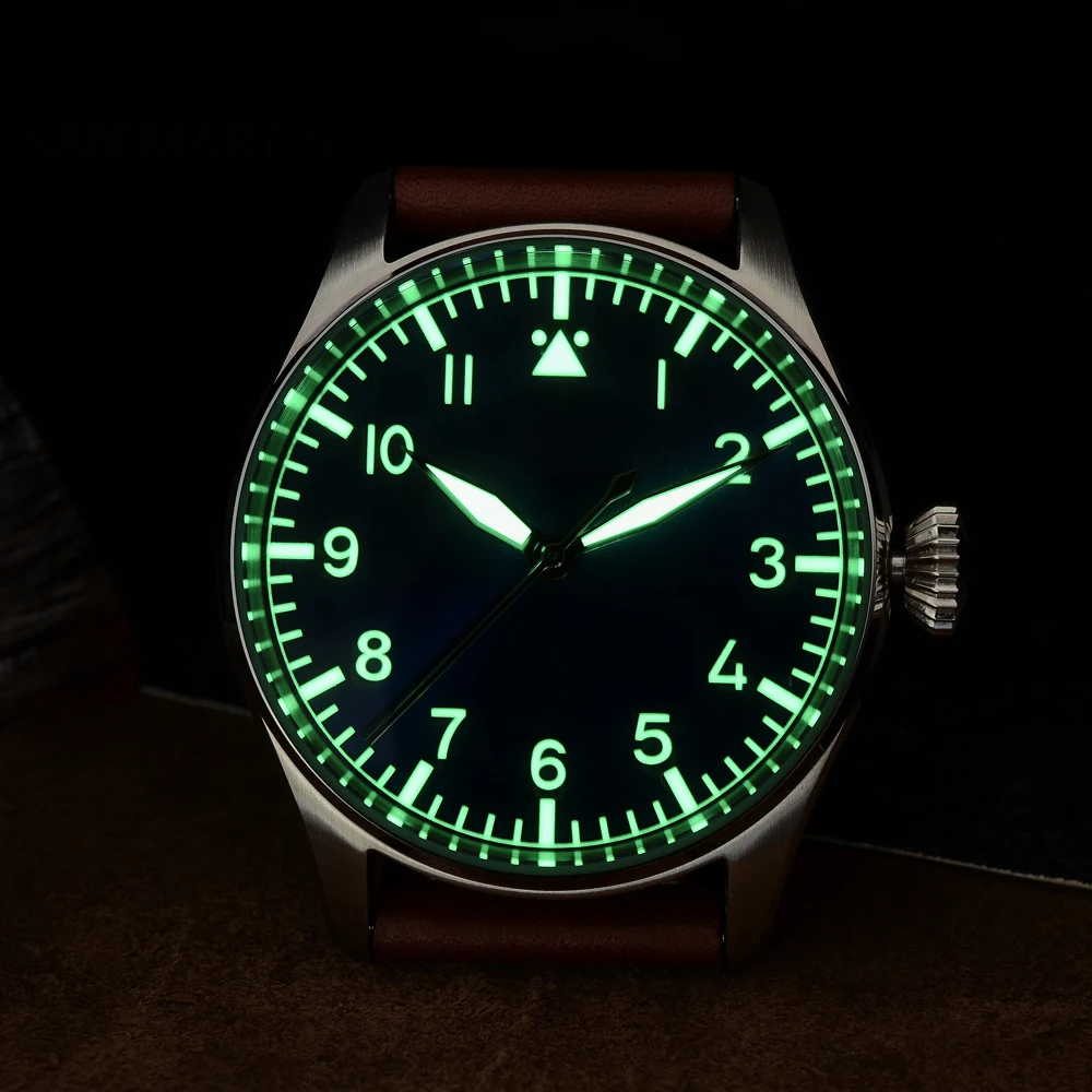 San Martin Men Pilot Watch Stainless Steel Watch Sapphire See-through Case Back Luminous 100M Waterproof Mechanical Watches
San Martin Men Pilot Watch Stainless Steel Watch Sapphire See-through Case Back Luminous 100M Waterproof Mechanical Watches