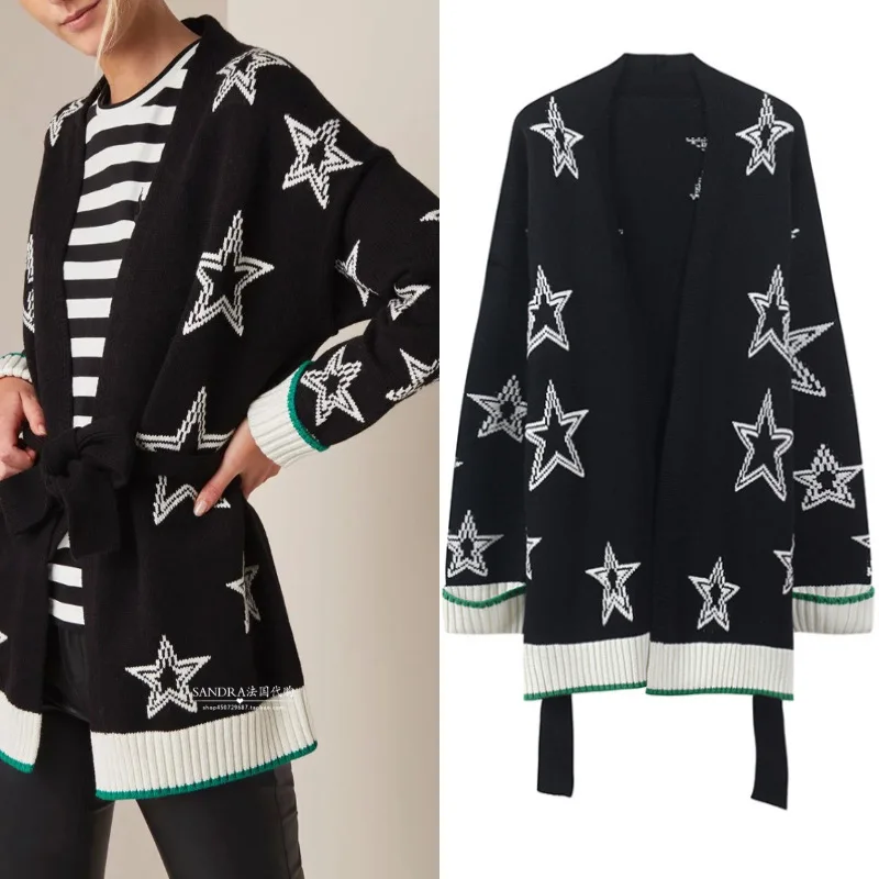 New States the new bump color of new fund of autumn winters pentagram applique coat joker with loose knitted cardigan
New States the new bump color of new fund of autumn winters pentagram applique coat joker with loose knitted cardigan
