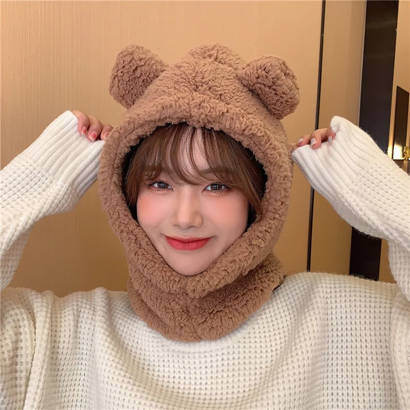 Ins Winter Cute Selling Cute Bear Ears Warm Hat Windproof Neck Scarf Cap Student Women Plus Cashmere Cap
Ins Winter Cute Selling Cute Bear Ears Warm Hat Windproof Neck Scarf Cap Student Women Plus Cashmere Cap