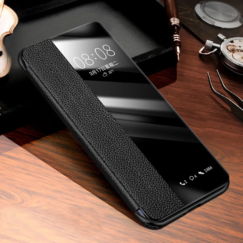 Genuine Leather Case Vpower Luxury Smart View Window Leather Flip Cases For Huawei P40 / P40 Pro Phone Covers
Genuine Leather Case Vpower Luxury Smart View Window Leather Flip Cases For Huawei P40 / P40 Pro Phone Covers
