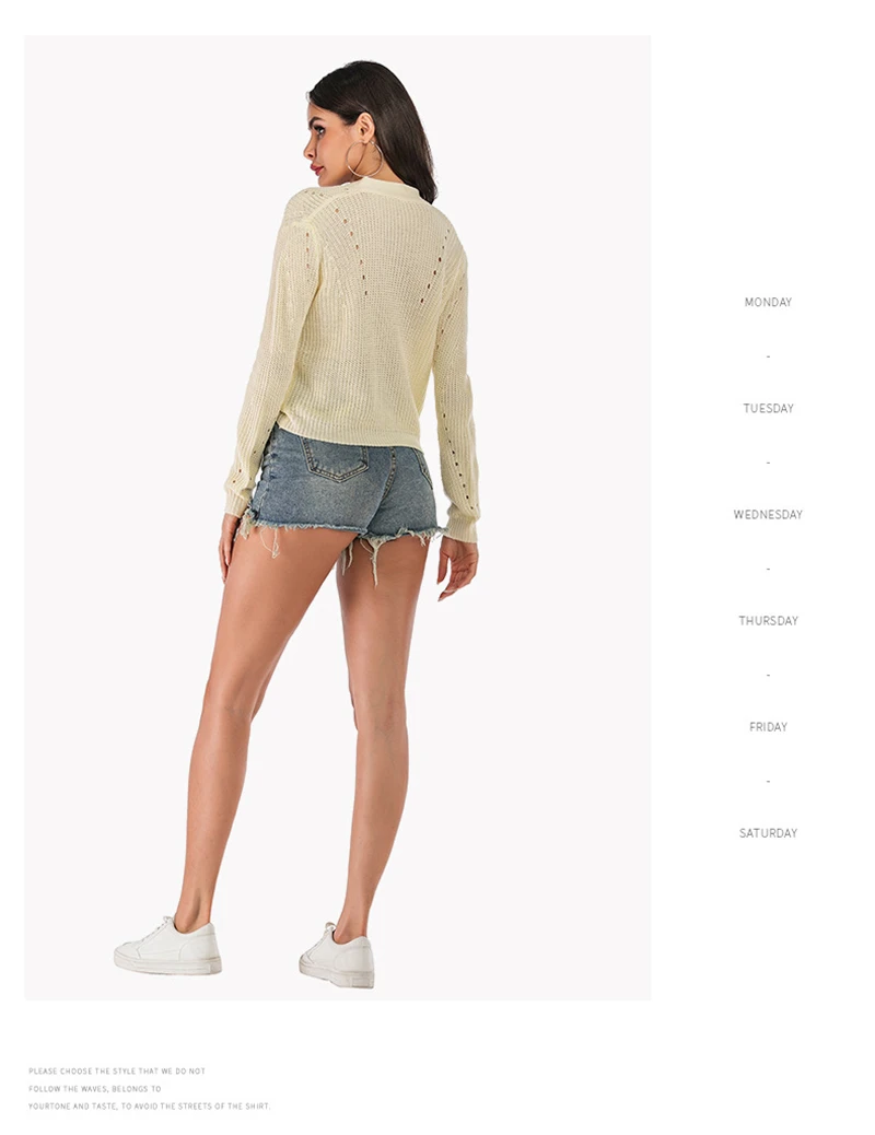 New Fashion Women Long-sleeved Knitwear, V-Neck Hollow Loose Button Blouse, Casual Solid Cotton Top Wholesale Autumn clothes
New Fashion Women Long-sleeved Knitwear, V-Neck Hollow Loose Button Blouse, Casual Solid Cotton Top Wholesale Autumn clothes