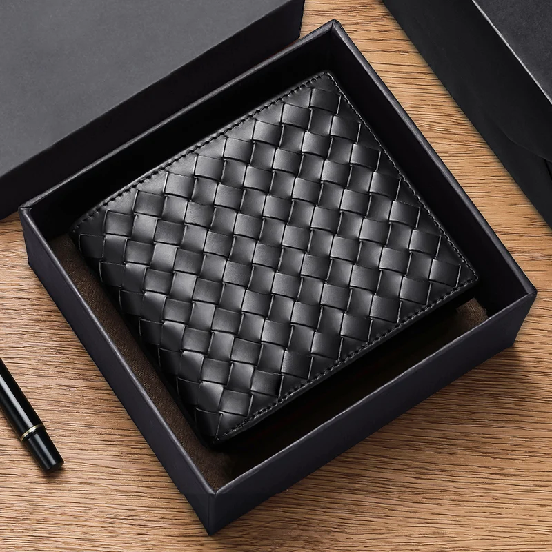 Men Wallets 100% Leather Top Baby Cow Leather Short money clip Fashion Woven Luxury Brand Wallet Simple Business 2021 New Spot
Men Wallets 100% Leather Top Baby Cow Leather Short money clip Fashion Woven Luxury Brand Wallet Simple Business 2021 New Spot