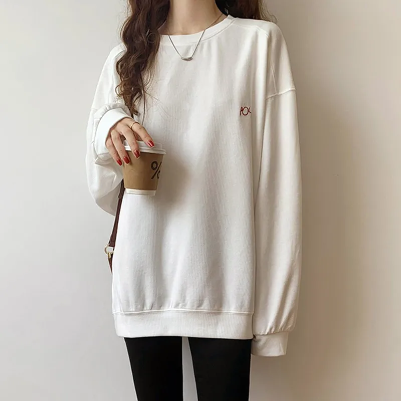 Women Loose Casual Sweatshirts New Arrival 2021 Autumn Simple Style O-neck Solid Color Female Long Sleeve Cotton Tops W571
Women Loose Casual Sweatshirts New Arrival 2021 Autumn Simple Style O-neck Solid Color Female Long Sleeve Cotton Tops W571