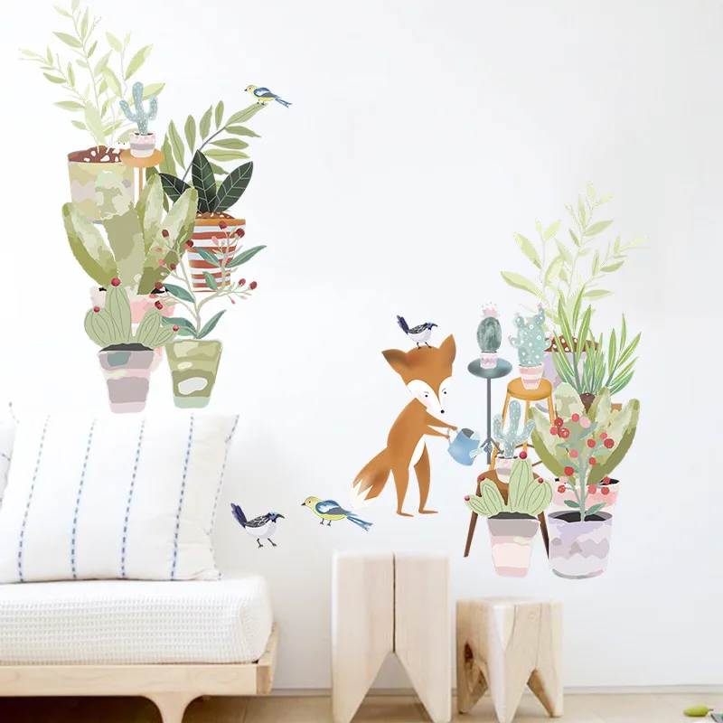 Potted Plants Wall Stickers Cartoon Animal Foxes Birds Art Wall Decals for Kids Room Nursery Decoration Wallpaper Home Decor
Potted Plants Wall Stickers Cartoon Animal Foxes Birds Art Wall Decals for Kids Room Nursery Decoration Wallpaper Home Decor