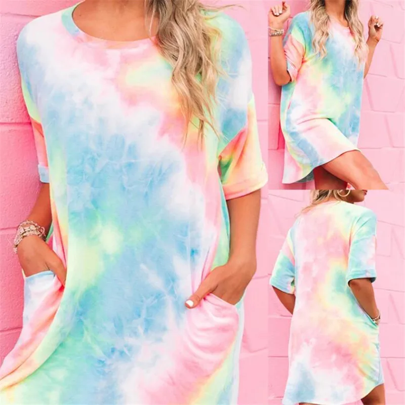 Women Gradient Printing Dresses Tie-dye Short Sleeve O-Neck Mini Dress Fashion Women New Summer Loose Sexy Mini Party Dresses
Women Gradient Printing Dresses Tie-dye Short Sleeve O-Neck Mini Dress Fashion Women New Summer Loose Sexy Mini Party Dresses