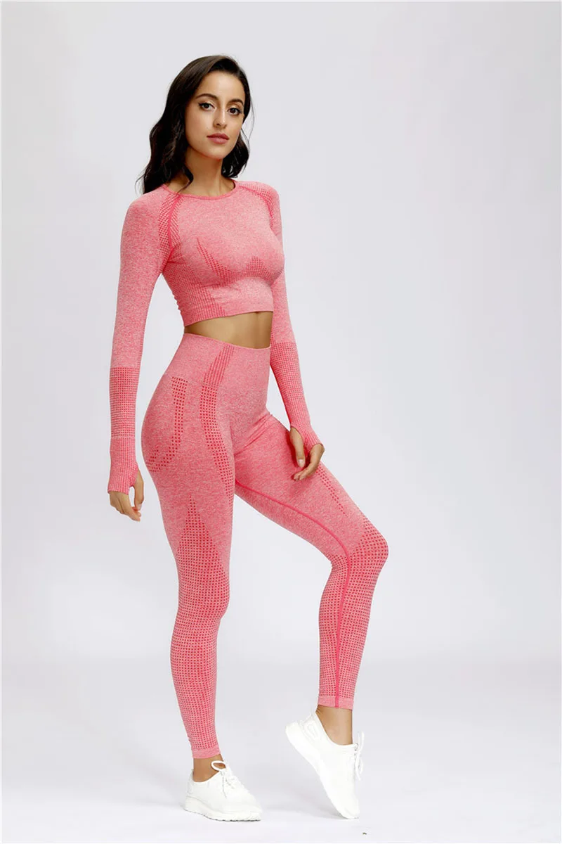 Women Vital Seamless Yoga Set Gym Clothing Fitness Leggings & Cropped Shirts Sport Suit Women Long Sleeve
Women Vital Seamless Yoga Set Gym Clothing Fitness Leggings & Cropped Shirts Sport Suit Women Long Sleeve