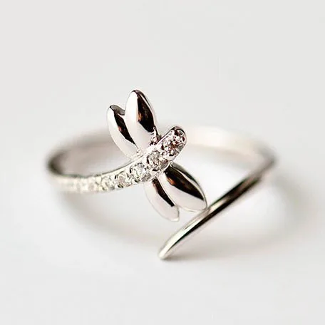 Роскошные брендовые серебряные кольца с кристаллами стрекозы для женщин