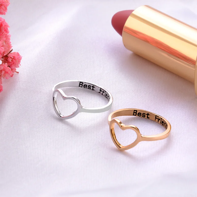 Best Friend Engraved Ring Heart Hollow Out Friendship Ring Simple Finger Charms Couple Ring Jewelry Gift For Friends Lover
Best Friend Engraved Ring Heart Hollow Out Friendship Ring Simple Finger Charms Couple Ring Jewelry Gift For Friends Lover