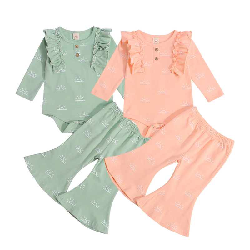 Pudcoco 0-24M 2Pcs Baby Girls Boys Sun Print Long Sleeve Ruffles O-Neck Bodysuit Tops+Loose Flare Pants Clothes Sets
Pudcoco 0-24M 2Pcs Baby Girls Boys Sun Print Long Sleeve Ruffles O-Neck Bodysuit Tops+Loose Flare Pants Clothes Sets