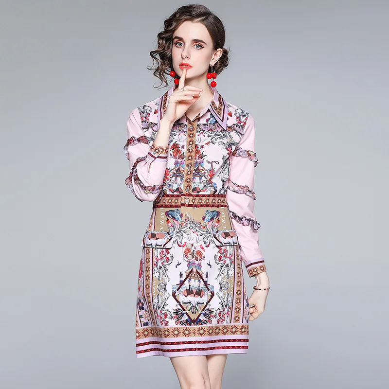 2021 Spring Designer Skirt Sets Women's Long sleeve Floral Print Shirt+High waist Vintage Short Skirts 2 Pieces Suit
2021 Spring Designer Skirt Sets Women's Long sleeve Floral Print Shirt+High waist Vintage Short Skirts 2 Pieces Suit