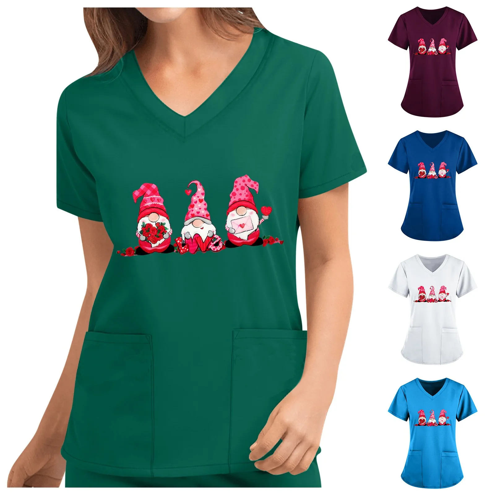 Nurse Top Women V-neck Short Sleeve Loose Top New Cute Valentine's Day Love Pocket Women Nurse Work Clothes
Nurse Top Women V-neck Short Sleeve Loose Top New Cute Valentine's Day Love Pocket Women Nurse Work Clothes