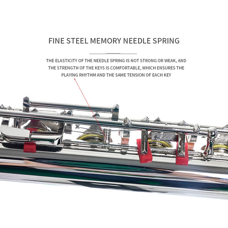 16 Closed Open Holes C Flute Cupronickel Nickel Silver Plated Flute Instrument Transversal with E Key Gloves
16 Closed Open Holes C Flute Cupronickel Nickel Silver Plated Flute Instrument Transversal with E Key Gloves