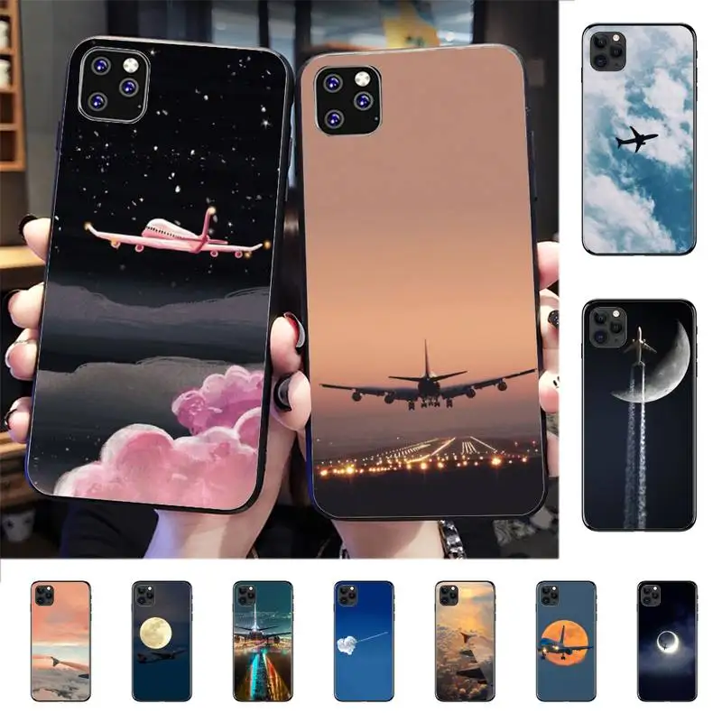 

YNDFCNB Aircraft Airplane Fly Travel Cloud Plane Phone Case for iPhone 11 12 13 mini pro XS MAX 8 7 6 6S Plus X 5S SE 2020 XR