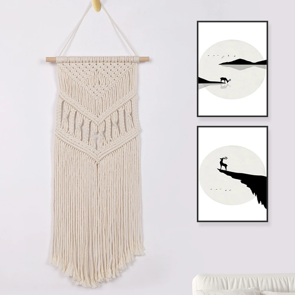 Macrame Wall Hanging Hand-Woven Pendant Art Woven Tapestry Bedside Wall Decoration With Wooden Stick For Home Bedroom Decoration
Macrame Wall Hanging Hand-Woven Pendant Art Woven Tapestry Bedside Wall Decoration With Wooden Stick For Home Bedroom Decoration