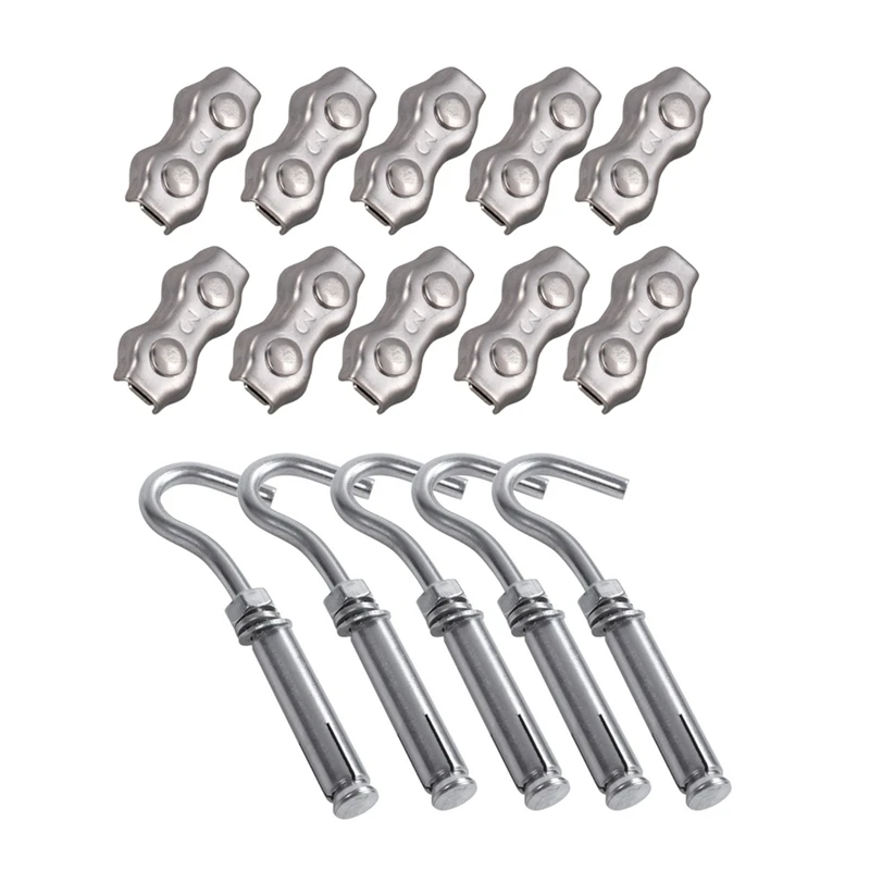 10Pcs 3Mm Duplex Clips Stainless Steel Wire Cable Rope Grips & 5Pcs M6 304 Stainless Steel Expansion Screw
10Pcs 3Mm Duplex Clips Stainless Steel Wire Cable Rope Grips & 5Pcs M6 304 Stainless Steel Expansion Screw