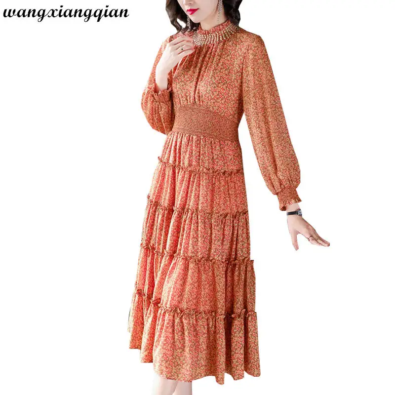 Women's Spring Fashion New Plus Size Round Neck Floral Dress Ladies Temperament Casual Long Sleeve Chiffon Dress Female A628
Women's Spring Fashion New Plus Size Round Neck Floral Dress Ladies Temperament Casual Long Sleeve Chiffon Dress Female A628