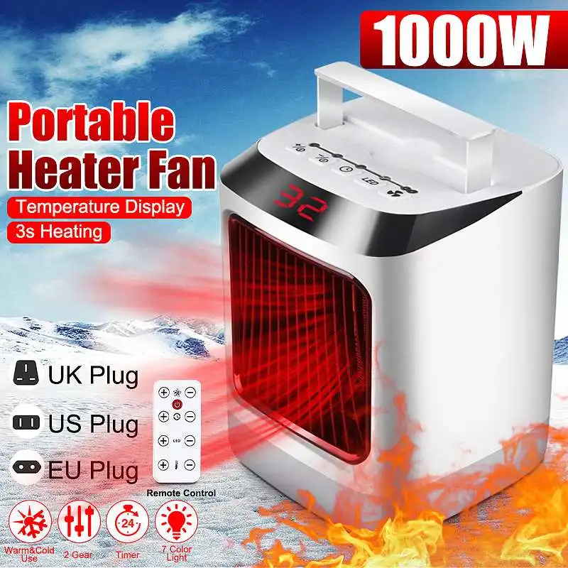 1000W Mini Electric Heater Portable Desktop Heater PTC Ceramic Heating Warm Air Blower Home Office Warmer Machine for Winter
1000W Mini Electric Heater Portable Desktop Heater PTC Ceramic Heating Warm Air Blower Home Office Warmer Machine for Winter
