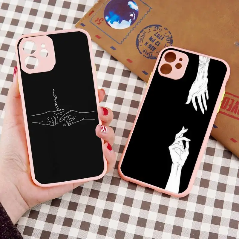 Hand In Hand Touch Phone Case Pink Color Matte Transparent For iPhone 13 12 11 Pro Max Mini X XR XS 7 8 Plus Shell Cover Coque
Hand In Hand Touch Phone Case Pink Color Matte Transparent For iPhone 13 12 11 Pro Max Mini X XR XS 7 8 Plus Shell Cover Coque