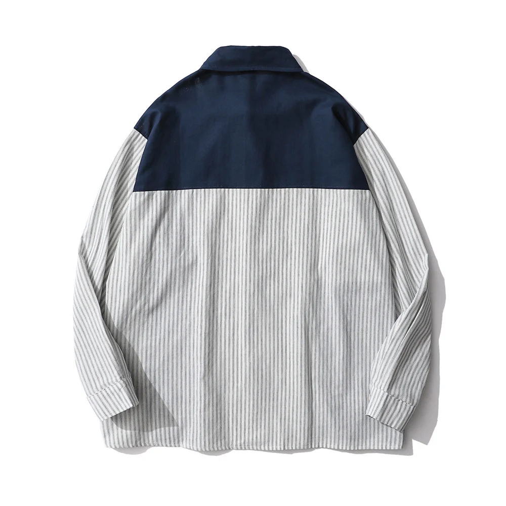 Contrast Paneled Long Sleeved Shirt Mens High Street Patchwork Vertical Stripes Lapel Shirts Autumn Loose Striped Shirt Men
Contrast Paneled Long Sleeved Shirt Mens High Street Patchwork Vertical Stripes Lapel Shirts Autumn Loose Striped Shirt Men